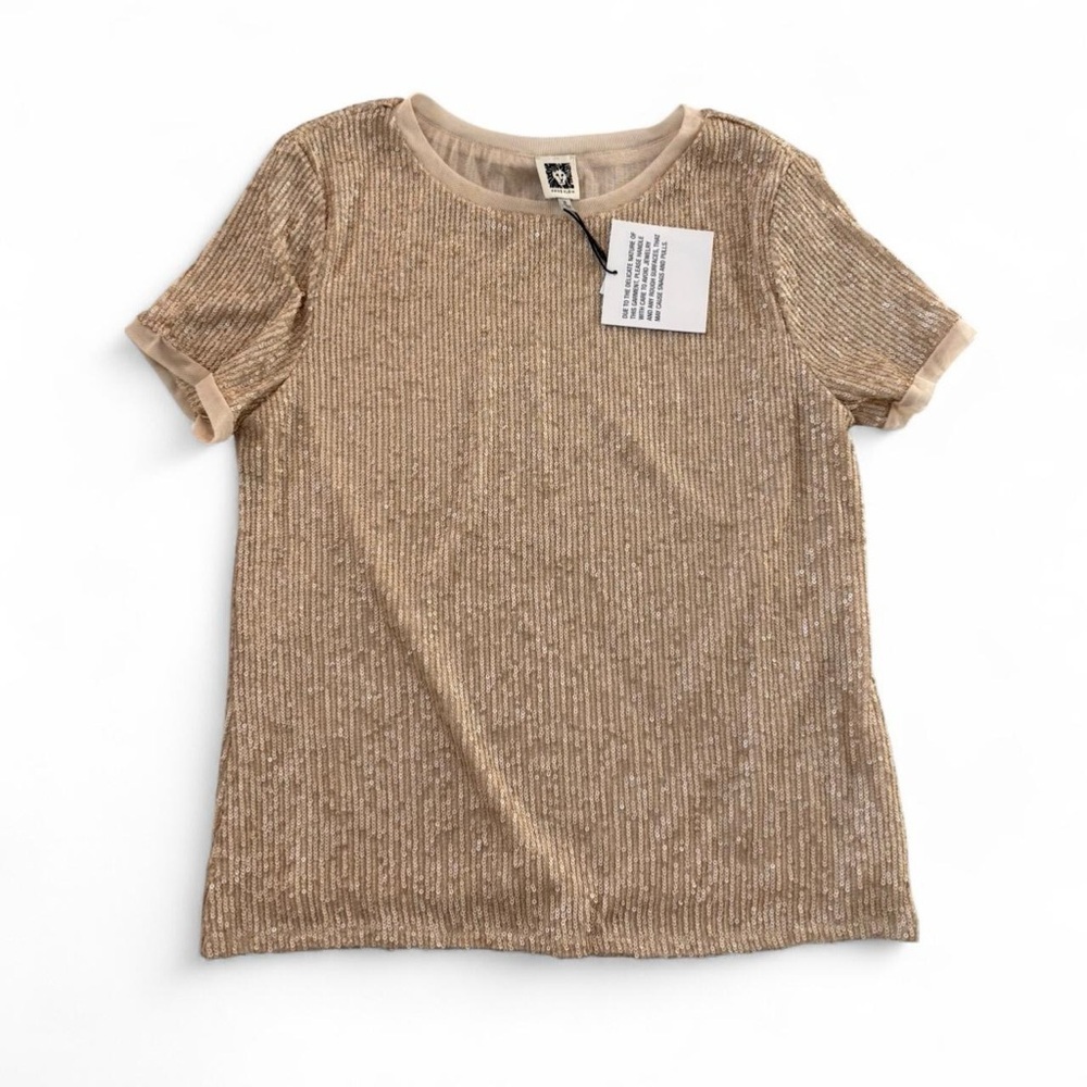 Anne Klein Metallic Gold Short Sleeve Top